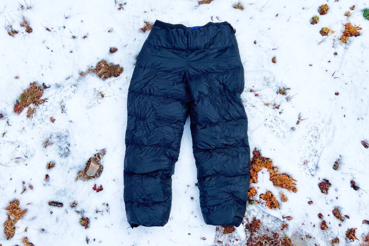 Best Down Pants The Best Down Pants laying on the snow